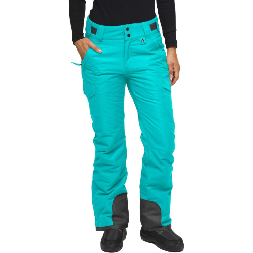 Women's Insulated Waterproof Cargo Snow Pants with Zip Pockets