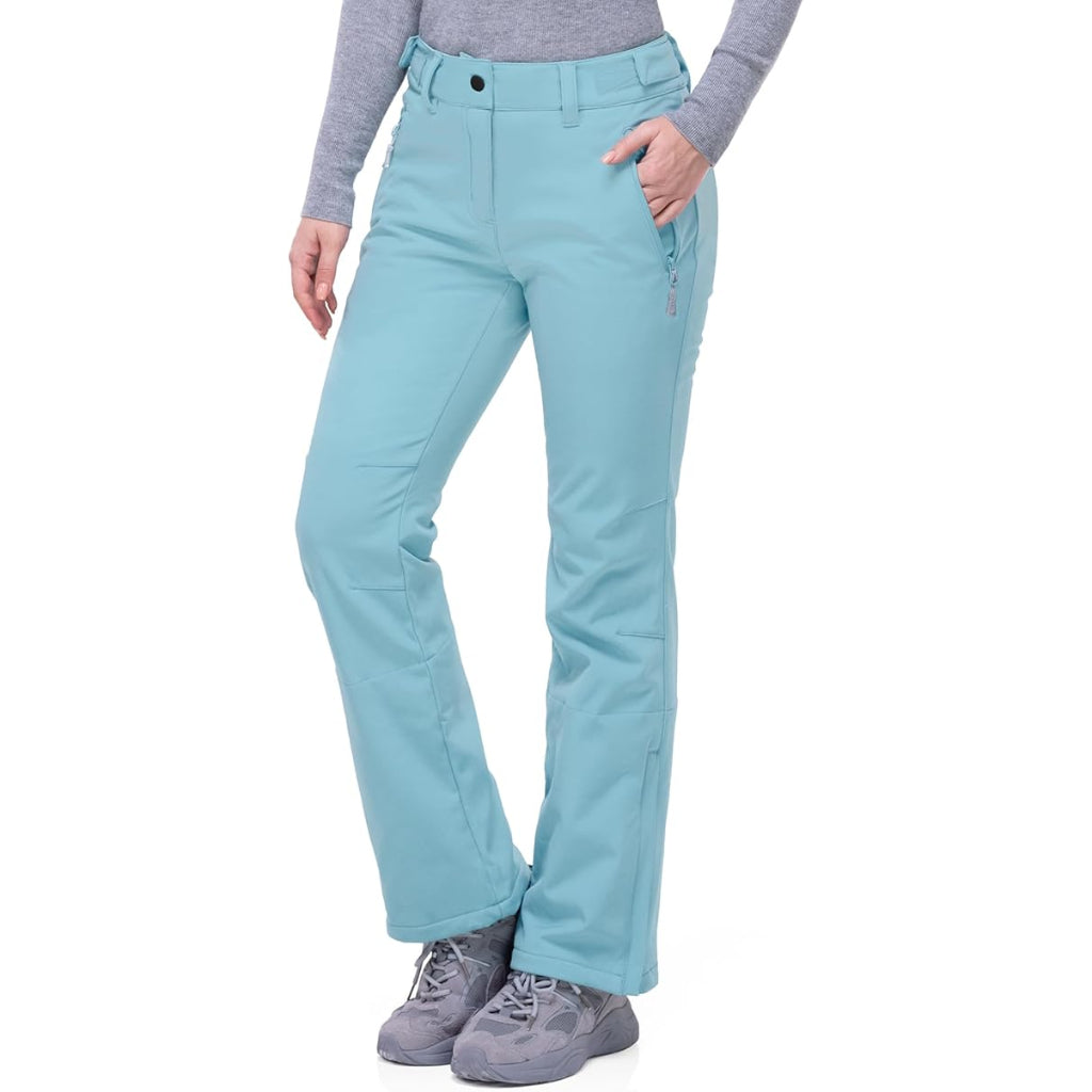Women's Waterproof Softshell Snow Pants with Fleece Lining and Zip Pockets