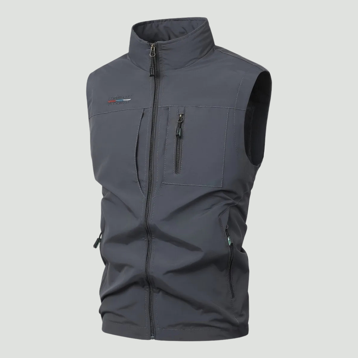 Men's Lightweight Outdoor Vest With Six Pockets And High Collar