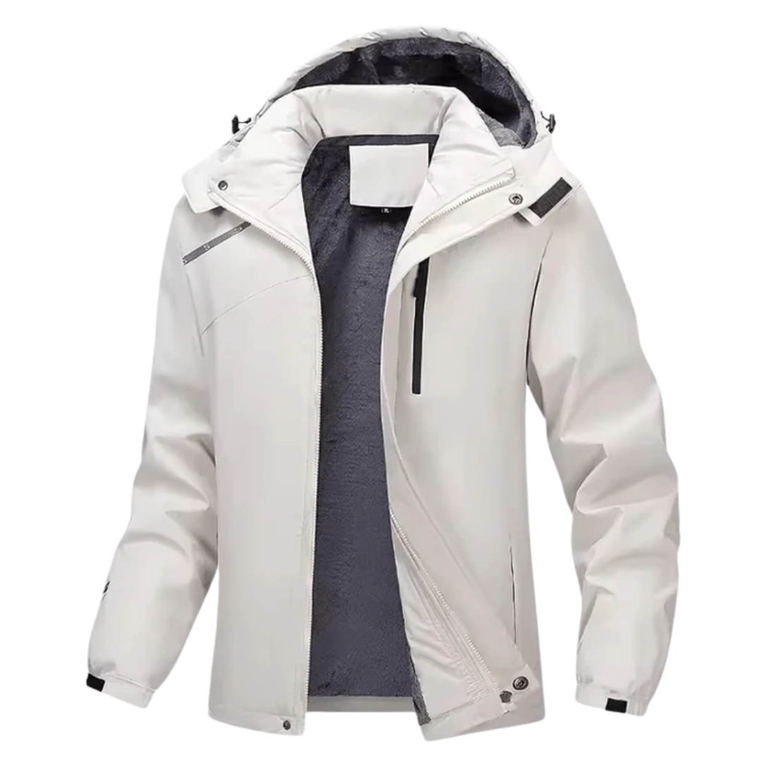 Men's Waterproof Fleece Lined Windproof Jacket with Hood