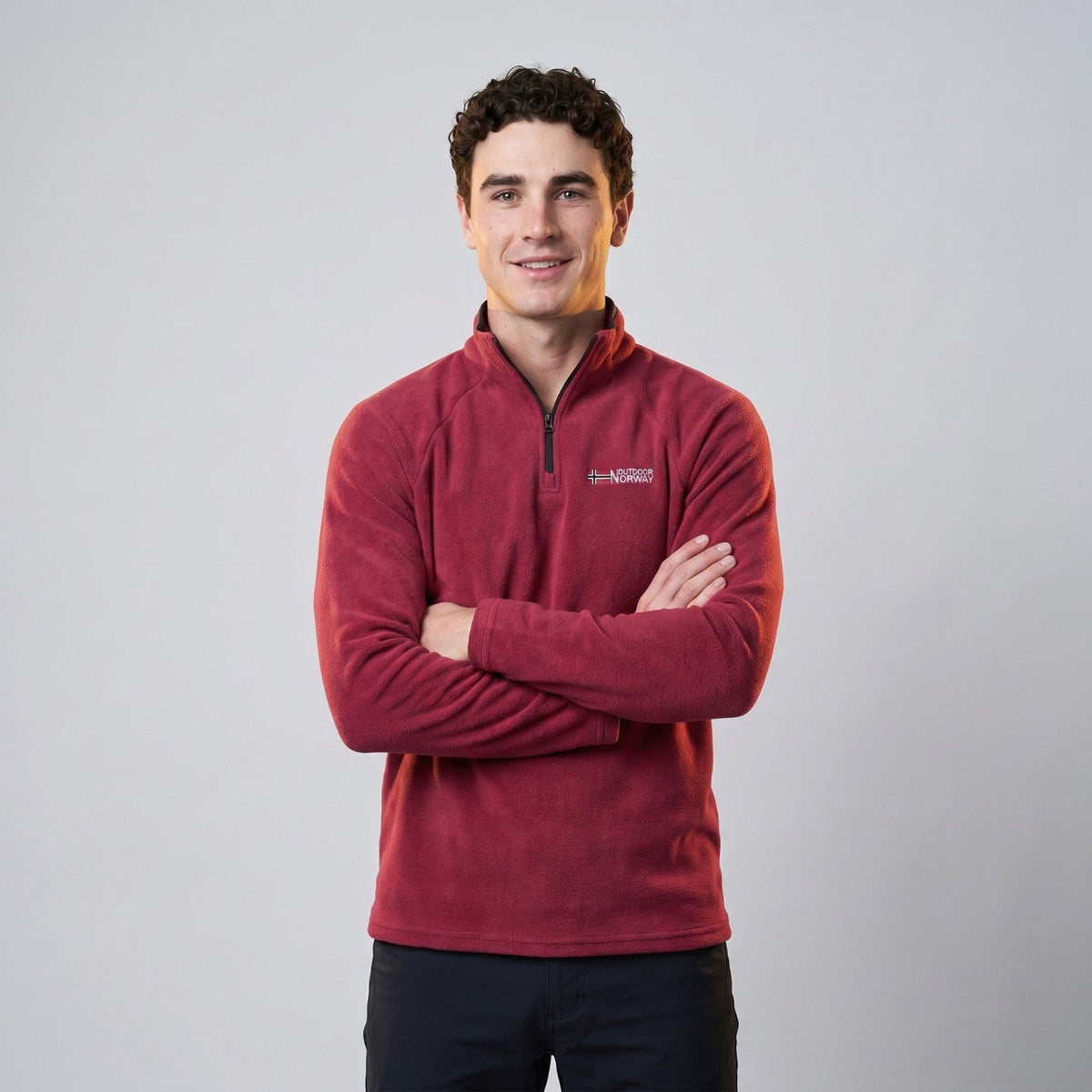 Men's Thermal Fleece Quarter Zip Pullover with Stand Collar
