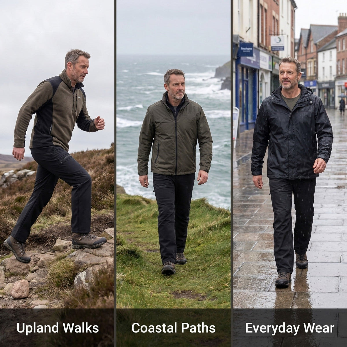 Men’s Fleece-Lined Hiking Pants with 4-Way Stretch and Water-Repellent Finish