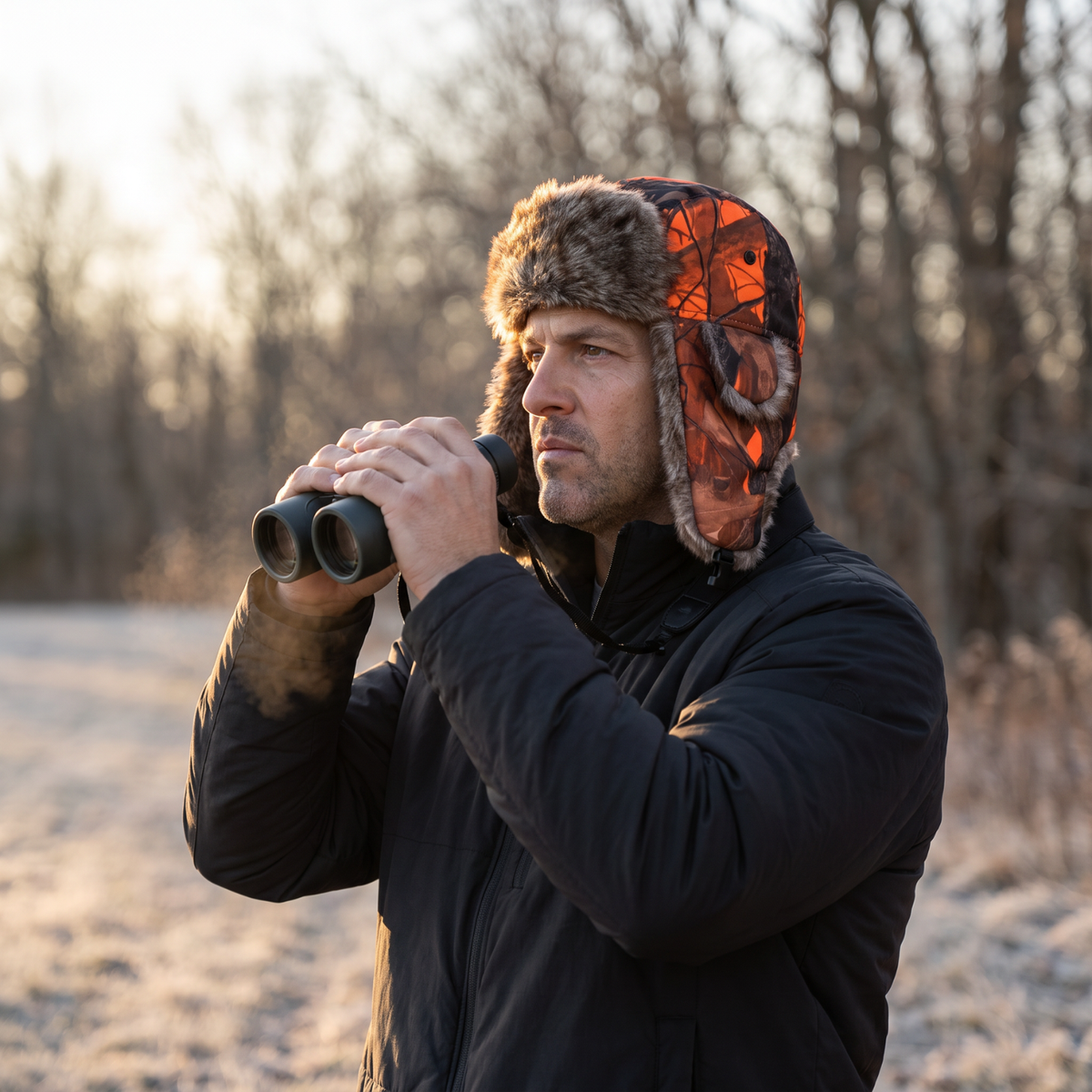 Men's Camouflage Trapper Hat with Faux Fur Lining