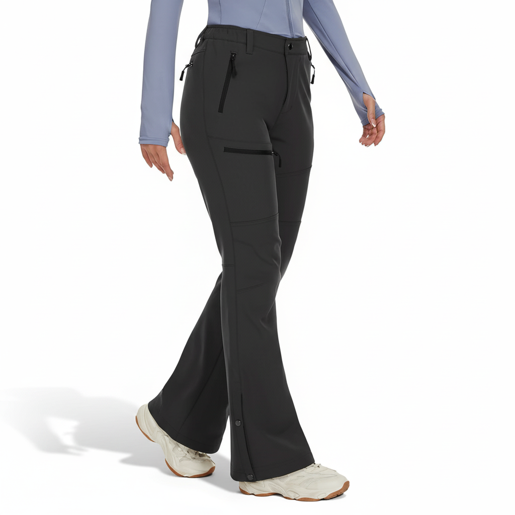 Women's Waterproof Fleece Lined Ski Pants with Zip Pockets and Boot Zippers