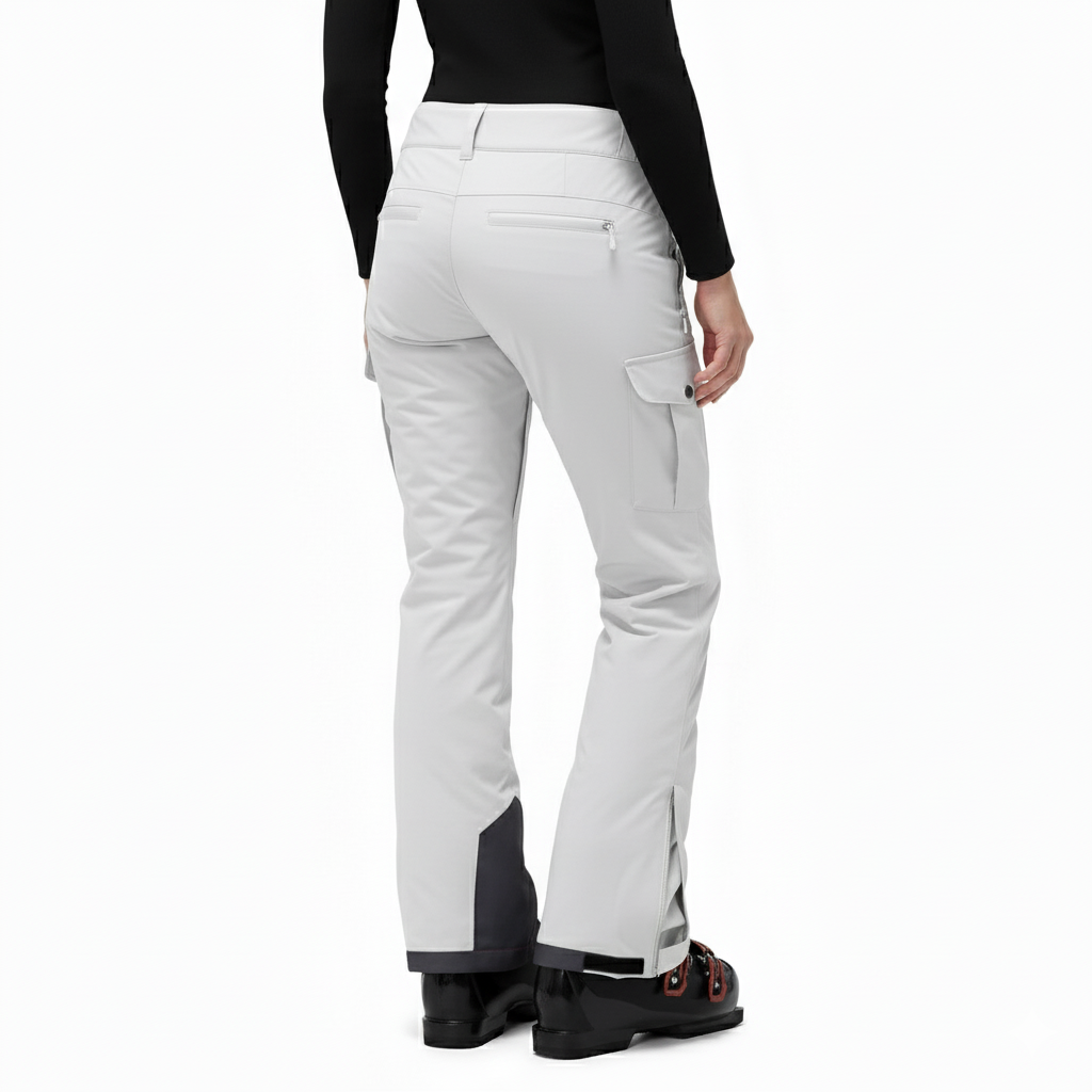 Women's Insulated Waterproof Ski Pants with Cargo Pockets and Boot Gaiters