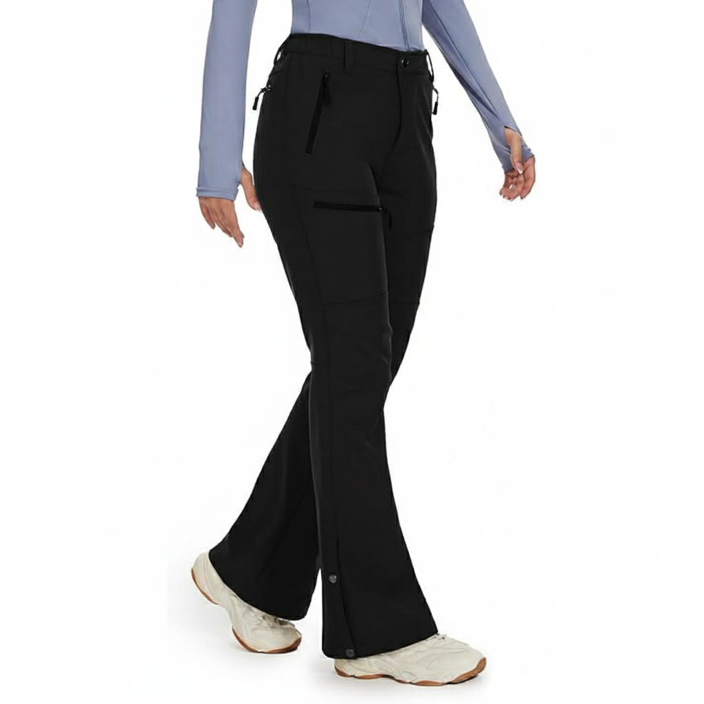 Women's Waterproof Fleece Lined Ski Pants with Zip Pockets and Boot Zippers