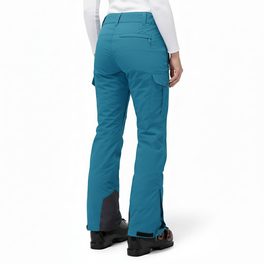 Women's Insulated Waterproof Ski Pants with Cargo Pockets and Boot Gaiters