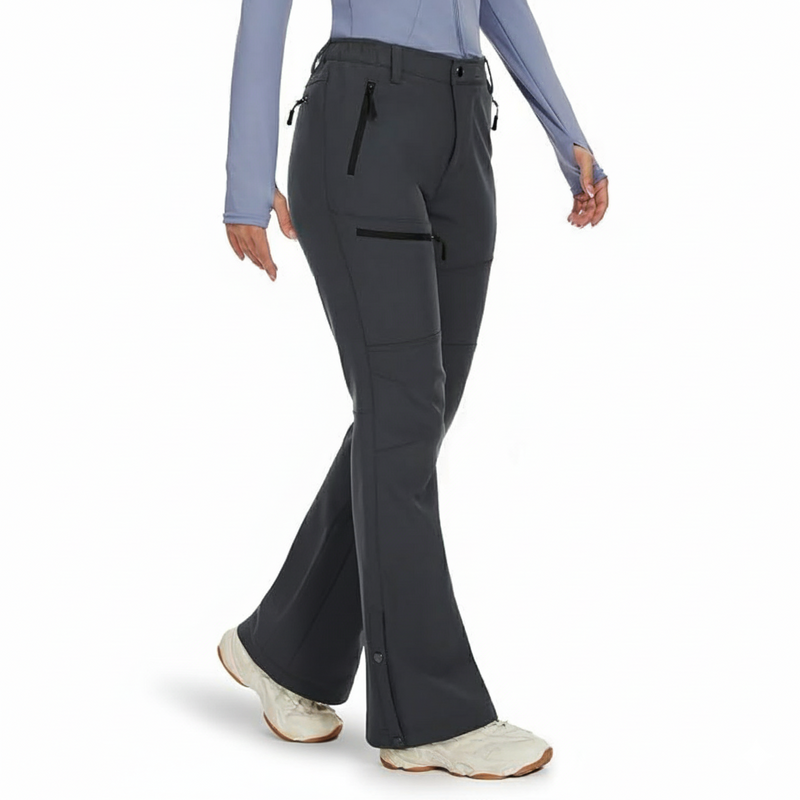 Women's Waterproof Fleece Lined Ski Pants with Zip Pockets and Boot Zippers