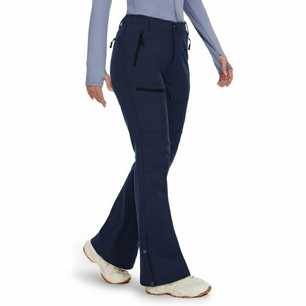 Women's Waterproof Fleece Lined Ski Pants with Zip Pockets and Boot Zippers