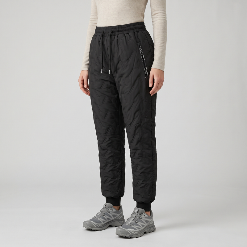 Women's Fleece Lined Quilted Winter Trousers with Zip Hip Pockets