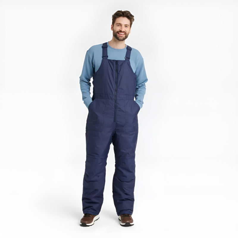 Men's Wind Resistant Insulated Snow Bib Pants with Adjustable Straps and Pockets