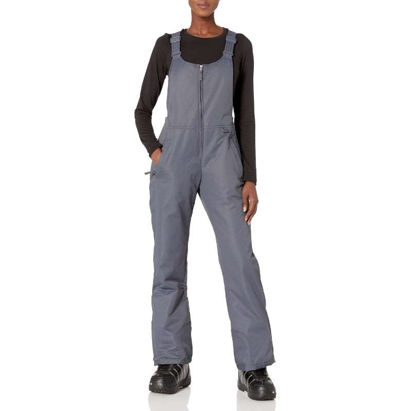 Women's Insulated Winter Bib Overalls with Adjustable Straps and Side Zippers