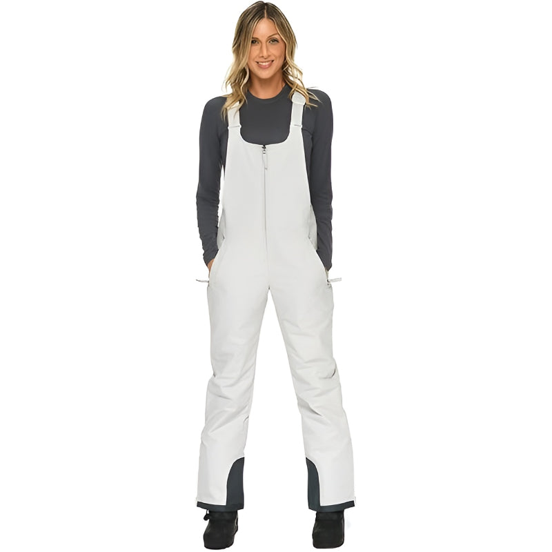 Women's Insulated Winter Bib Overalls with Adjustable Straps and Side Zippers