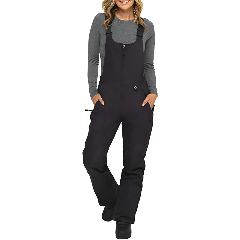 Women's Insulated Winter Bib Overalls with Adjustable Straps and Side Zippers