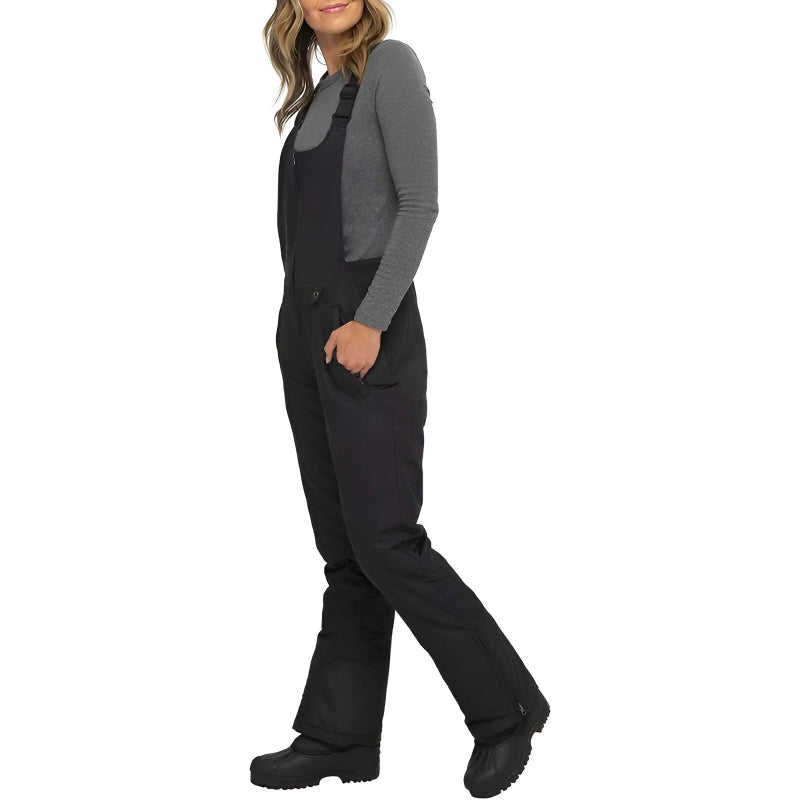 Women's Insulated Winter Bib Overalls with Adjustable Straps and Side Zippers