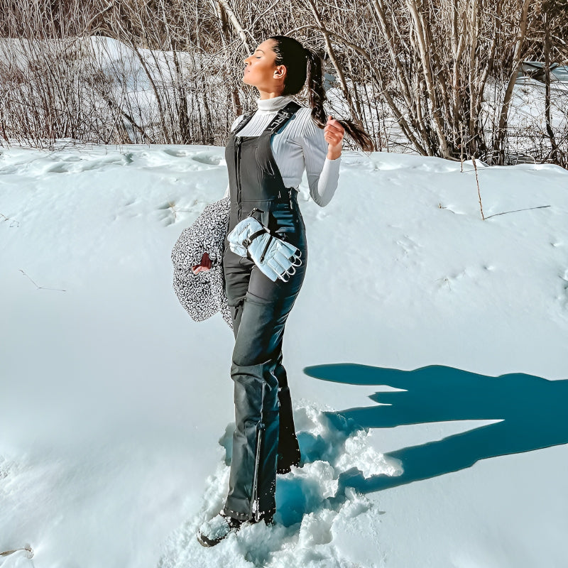 Women's Insulated Winter Bib Overalls with Adjustable Straps and Side Zippers