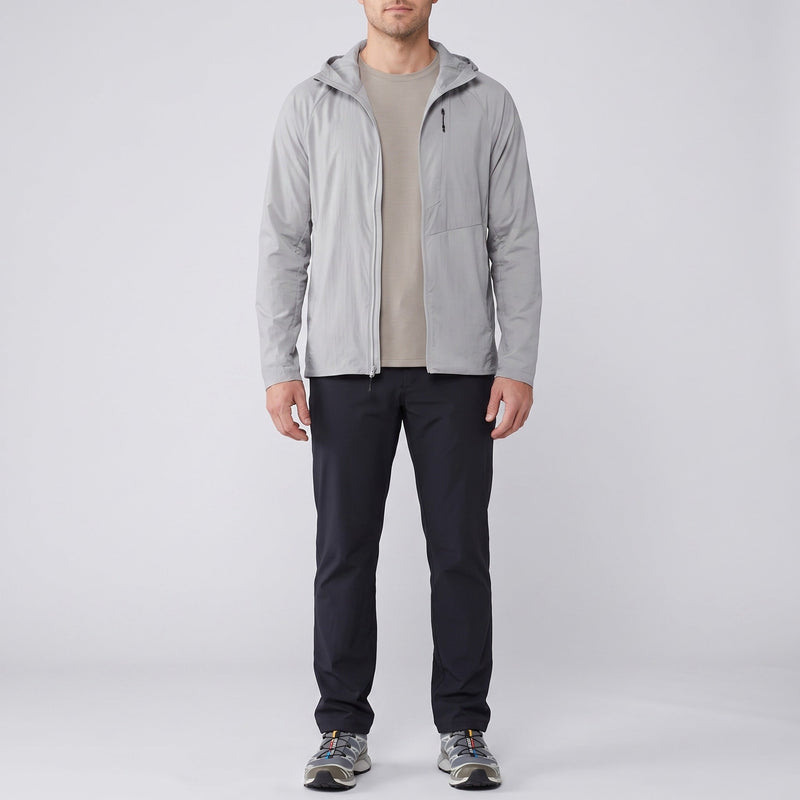Men's Packable Hooded Windbreaker Jacket with Chest Pocket