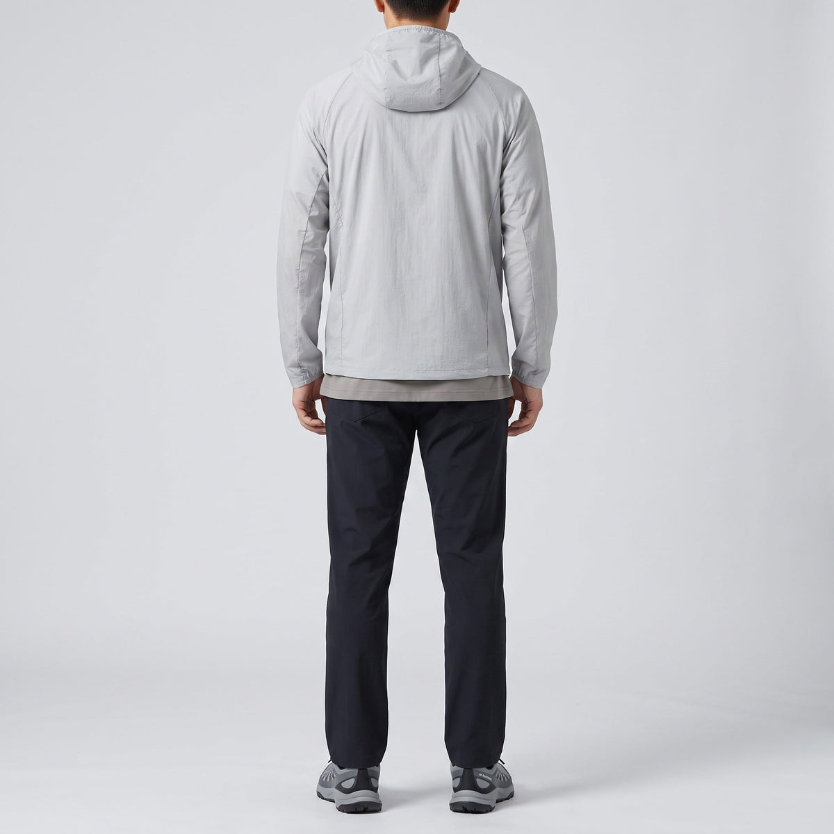 Men's Packable Hooded Windbreaker Jacket with Chest Pocket