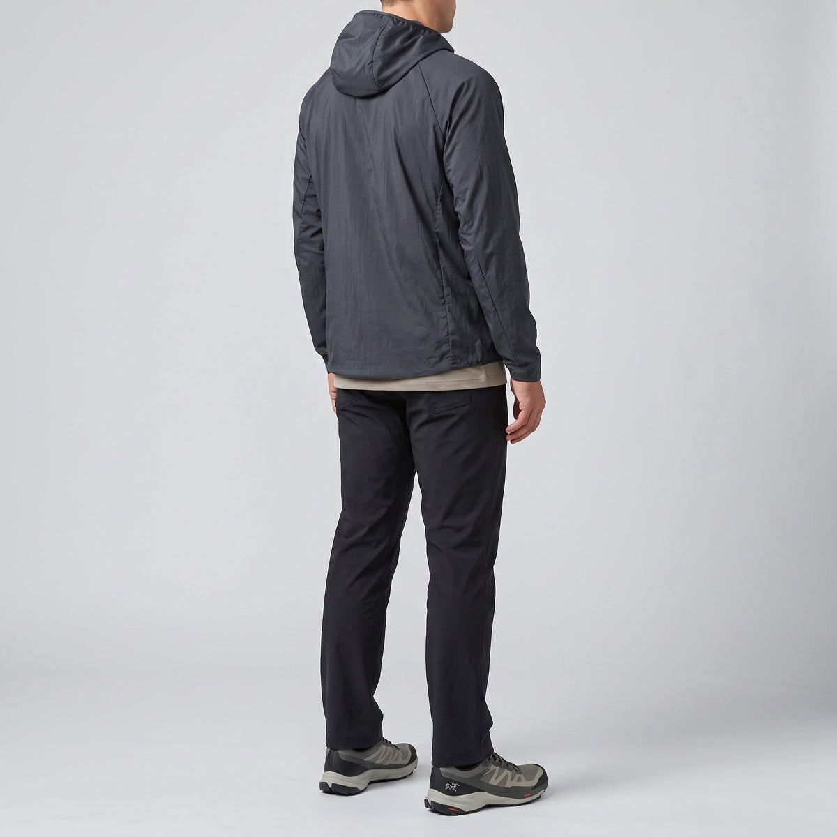 Men's Packable Hooded Windbreaker Jacket with Chest Pocket