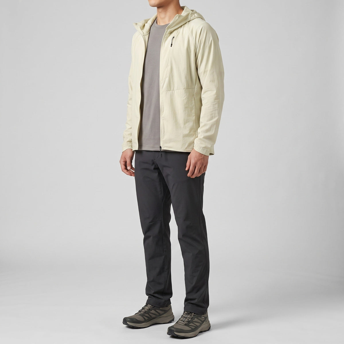 Men's Packable Hooded Windbreaker Jacket with Chest Pocket