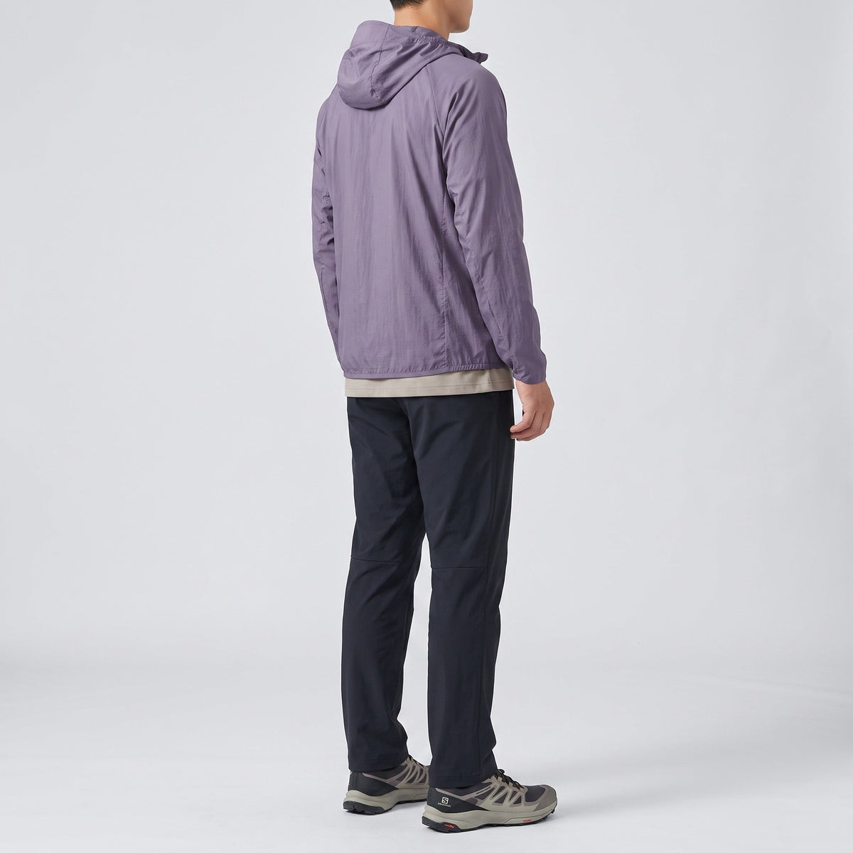 Men's Packable Hooded Windbreaker Jacket with Chest Pocket