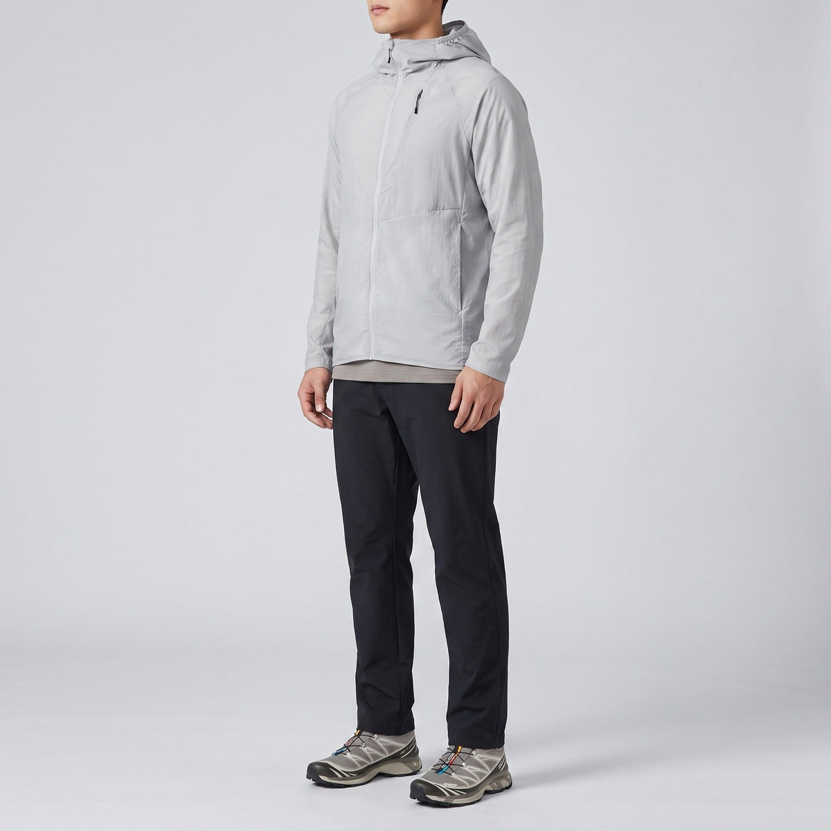 Men's Packable Hooded Windbreaker Jacket with Chest Pocket