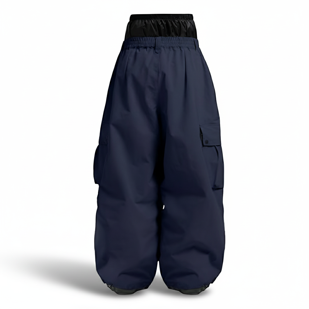 Men's Baggy Insulated Waterproof Snowboard Pants with Cargo Pockets and Gaiters