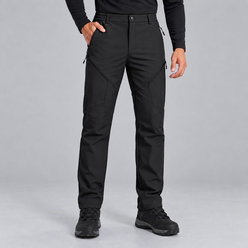 Men's Fleece Lined Water Resistant Softshell Hiking Pants with Zip Pockets
