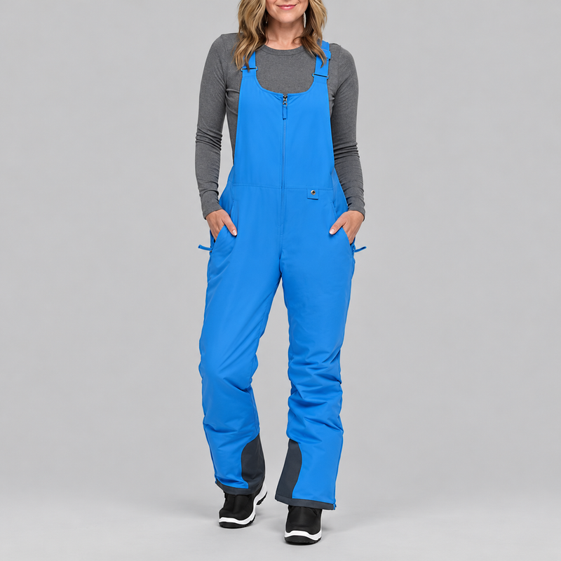 Women's Insulated Waterproof Snow Bib Overalls with Boot Gaiters and Adjustable Straps