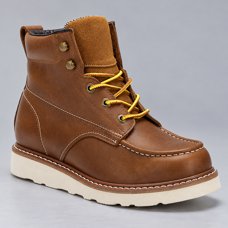 Men's Waterproof Steel Toe Work Boots with Vibram Outsole and Wedge Sole
