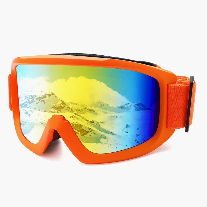 Women's Ski Goggles with Panoramic Mirrored Lens and Adjustable Strap