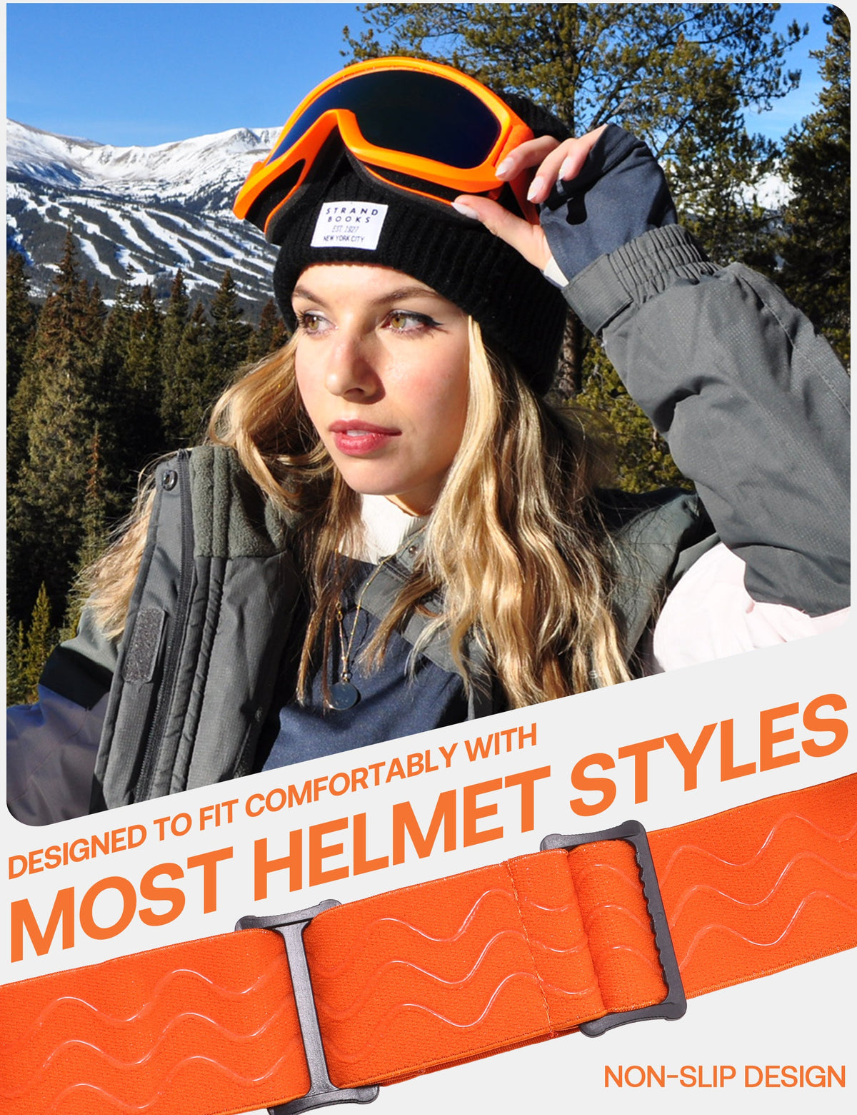 Women's Ski Goggles with Panoramic Mirrored Lens and Adjustable Strap