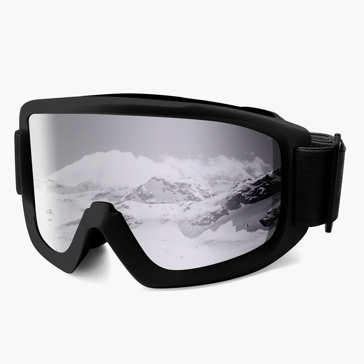 Women's Ski Goggles with Panoramic Mirrored Lens and Adjustable Strap