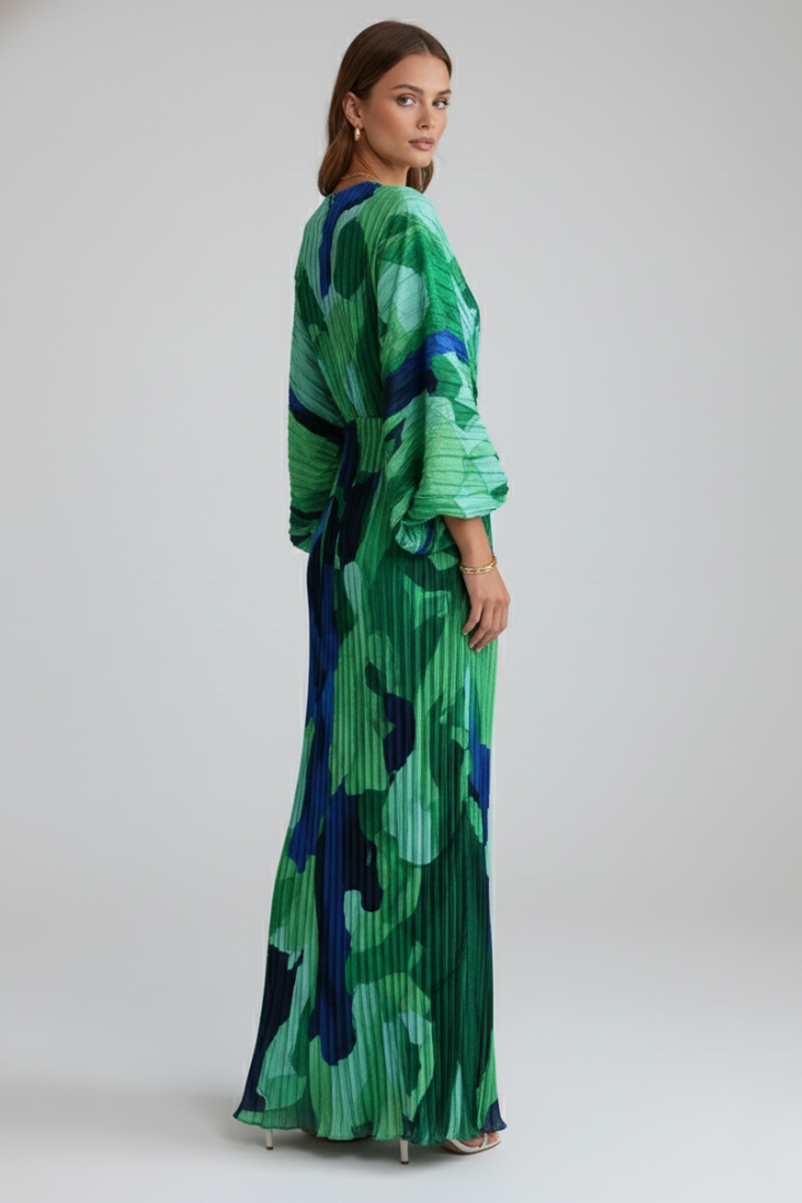 Women's V-Neck Dress | Pleated Hem A-Line Dress