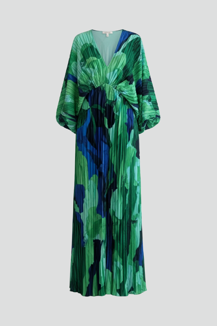 Women's V-Neck Dress | Pleated Hem A-Line Dress