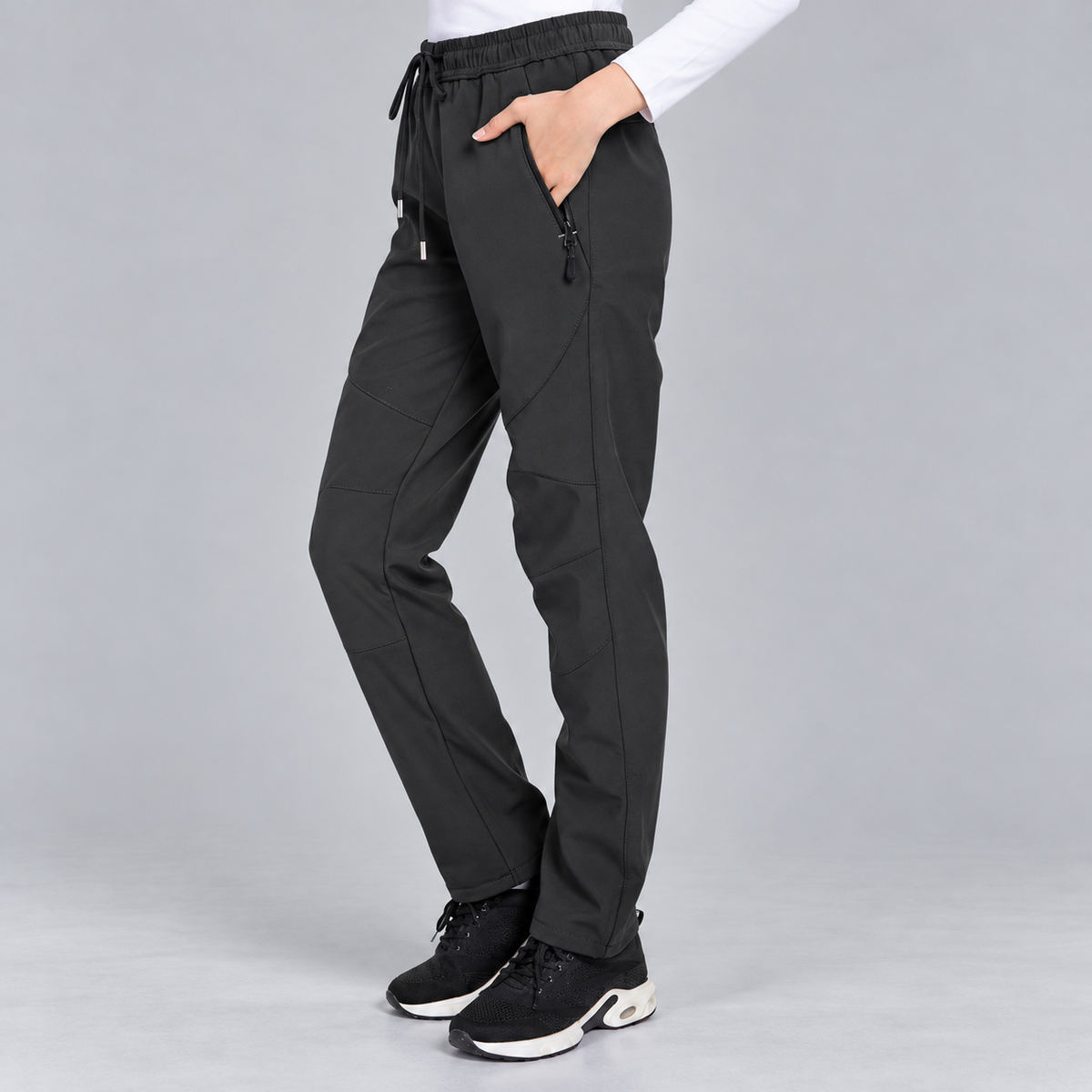 Women's Windproof Insulated Ski Pants with Adjustable Drawstring Waist and Zip Pockets