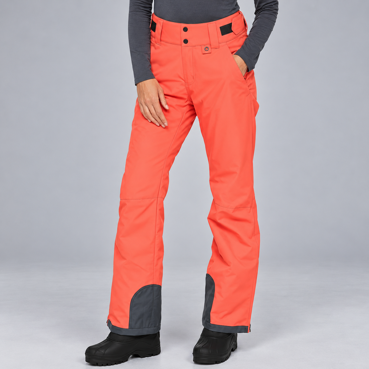 Women's Insulated Ski Pants with Contrast Ankle Panels and Adjustable Waist