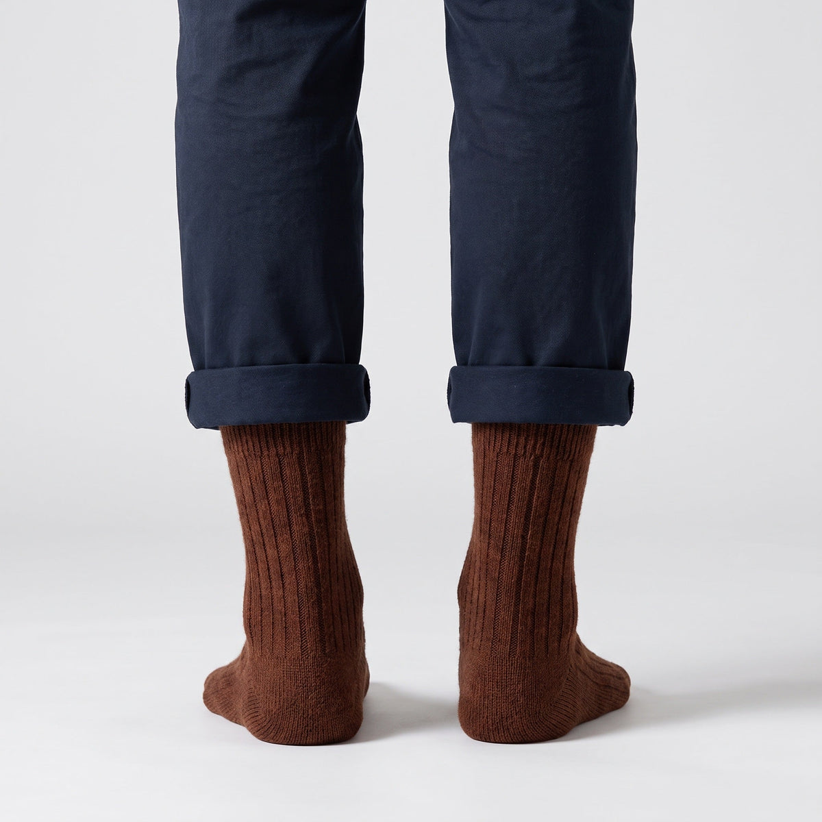 Men's Thick Wool Mid Calf Boot Socks with Ribbed Cuff