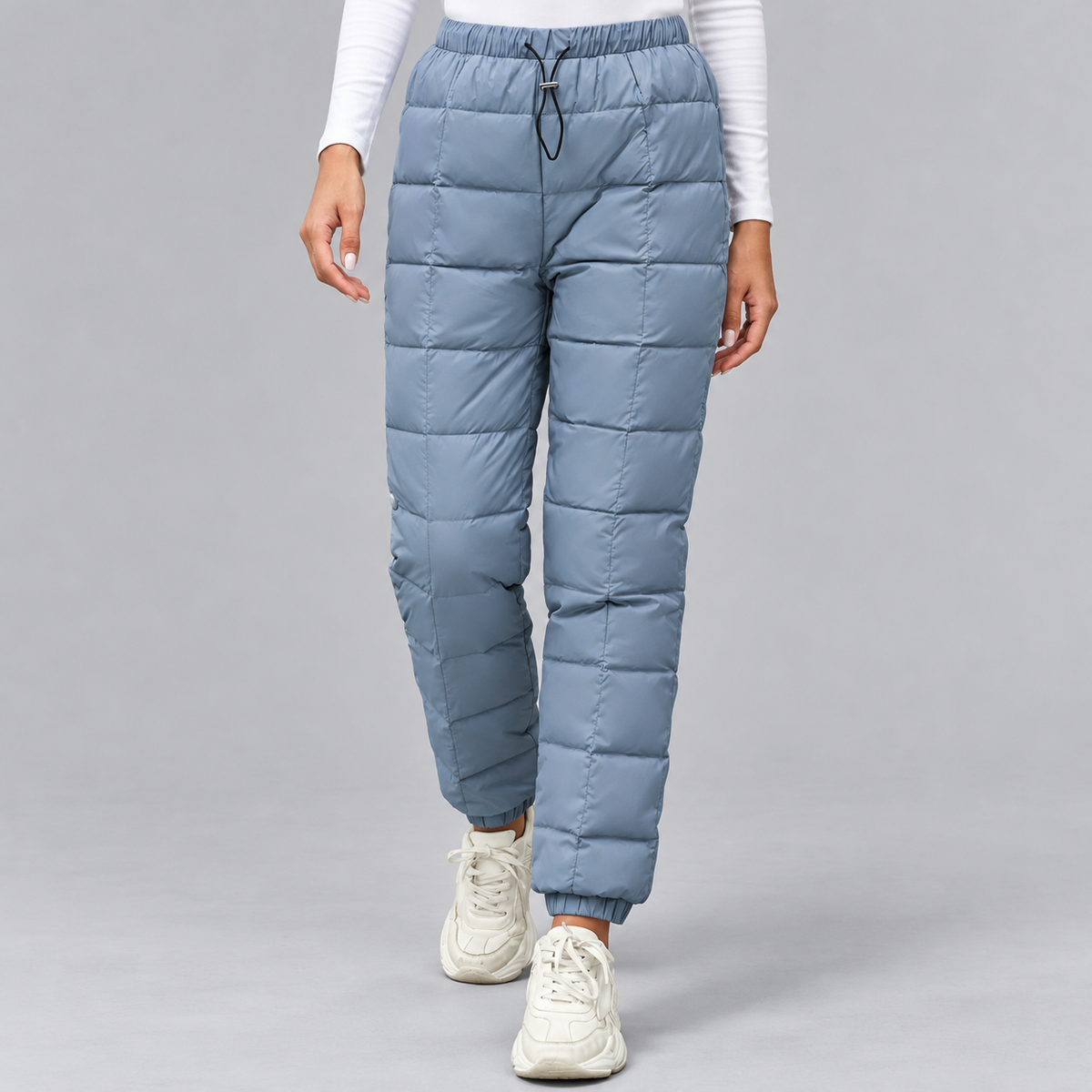 Women's Winter Down Pants with Thermal Insulation and Elastic Drawstring Waist