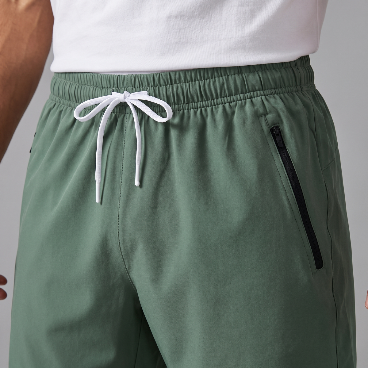Men's Quick Dry Swim Shorts with Zip Pocket and Drawcord Waist