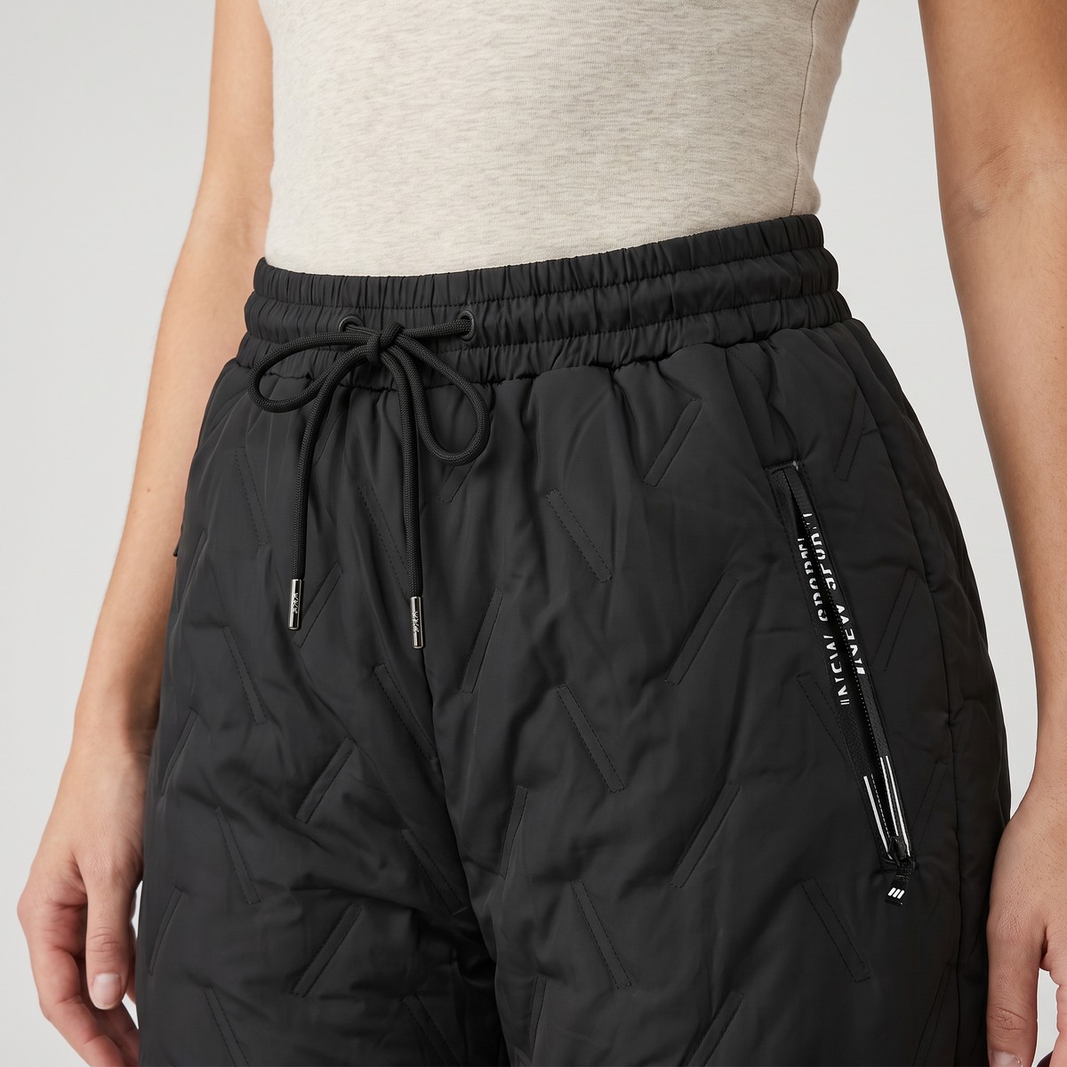 Women's Fleece Lined Quilted Winter Trousers with Zip Hip Pockets