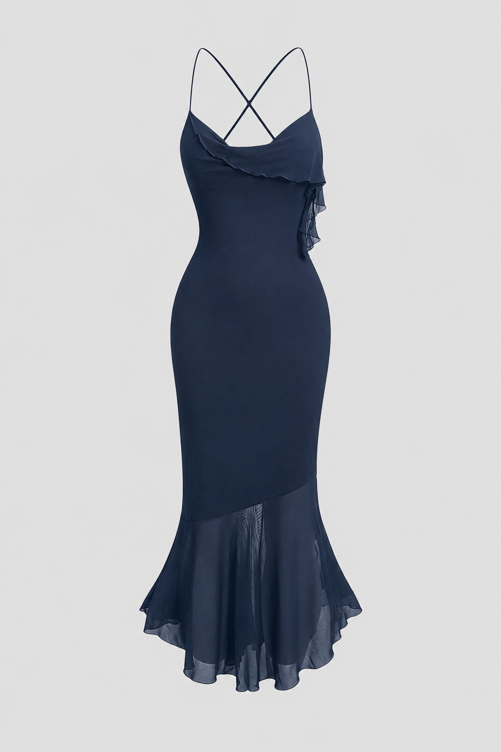 Women's Sleeveless Midi Dress with Asymmetric Hem