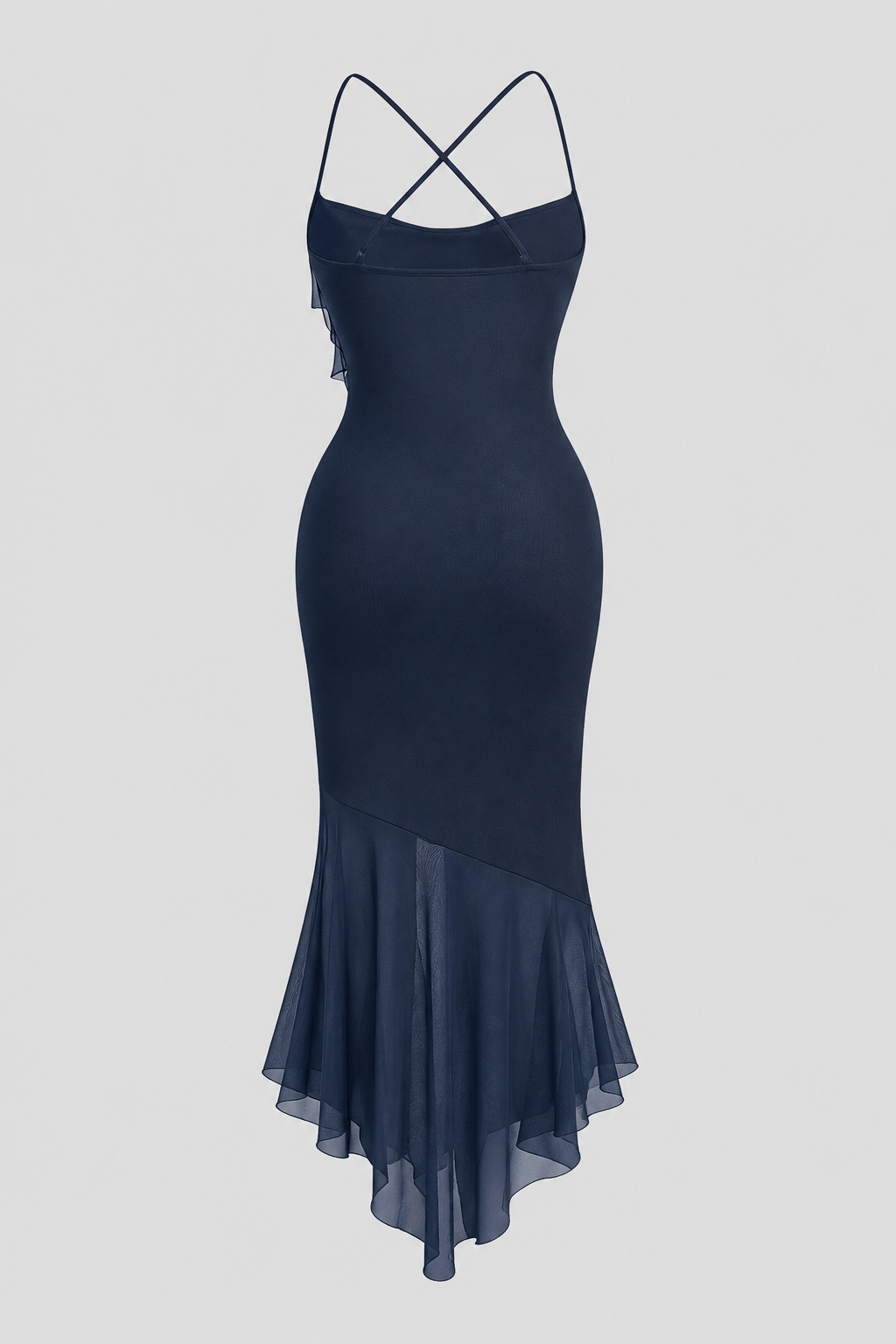 Women's Sleeveless Midi Dress with Asymmetric Hem