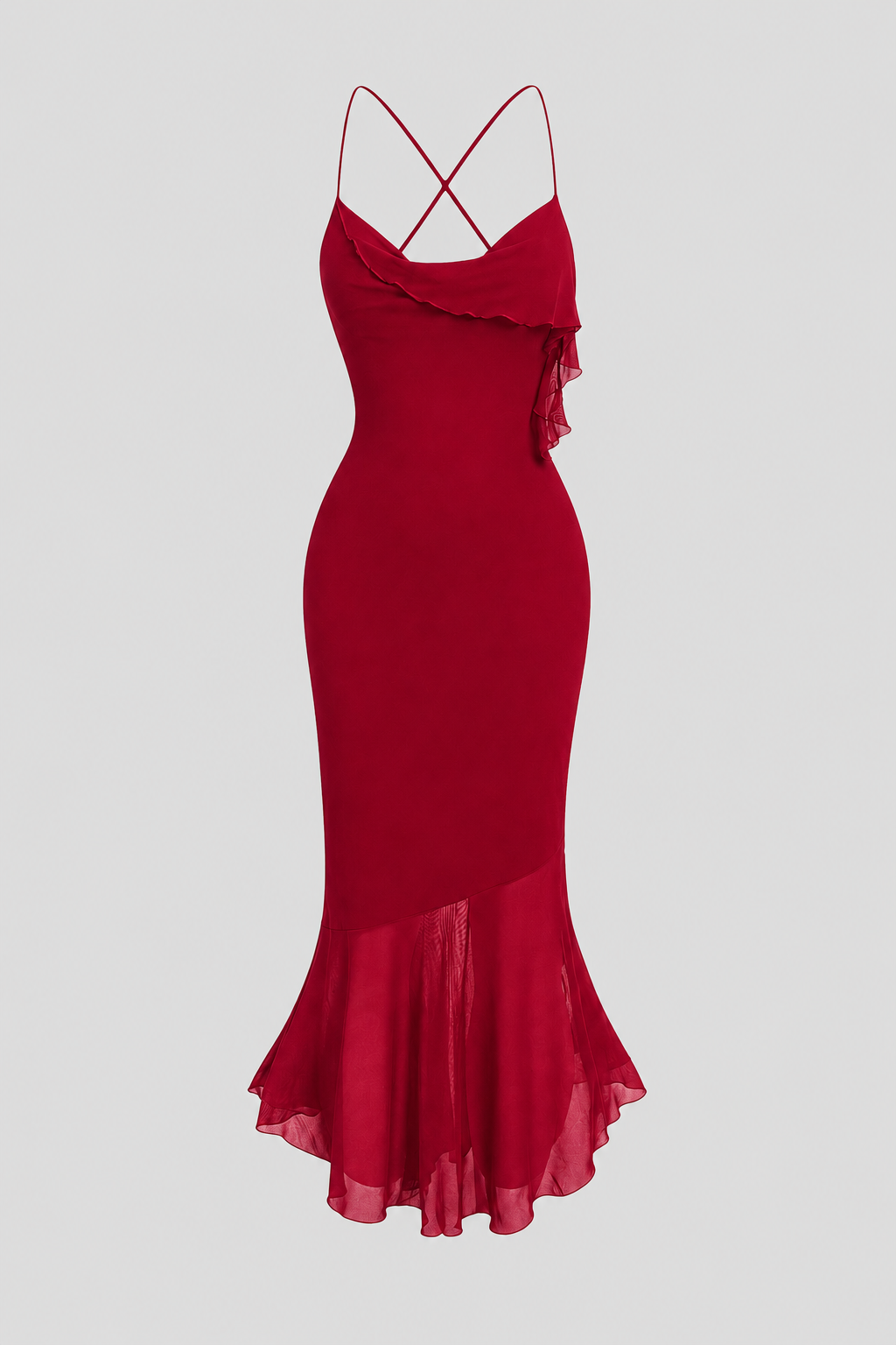 Women's Sleeveless Midi Dress with Asymmetric Hem