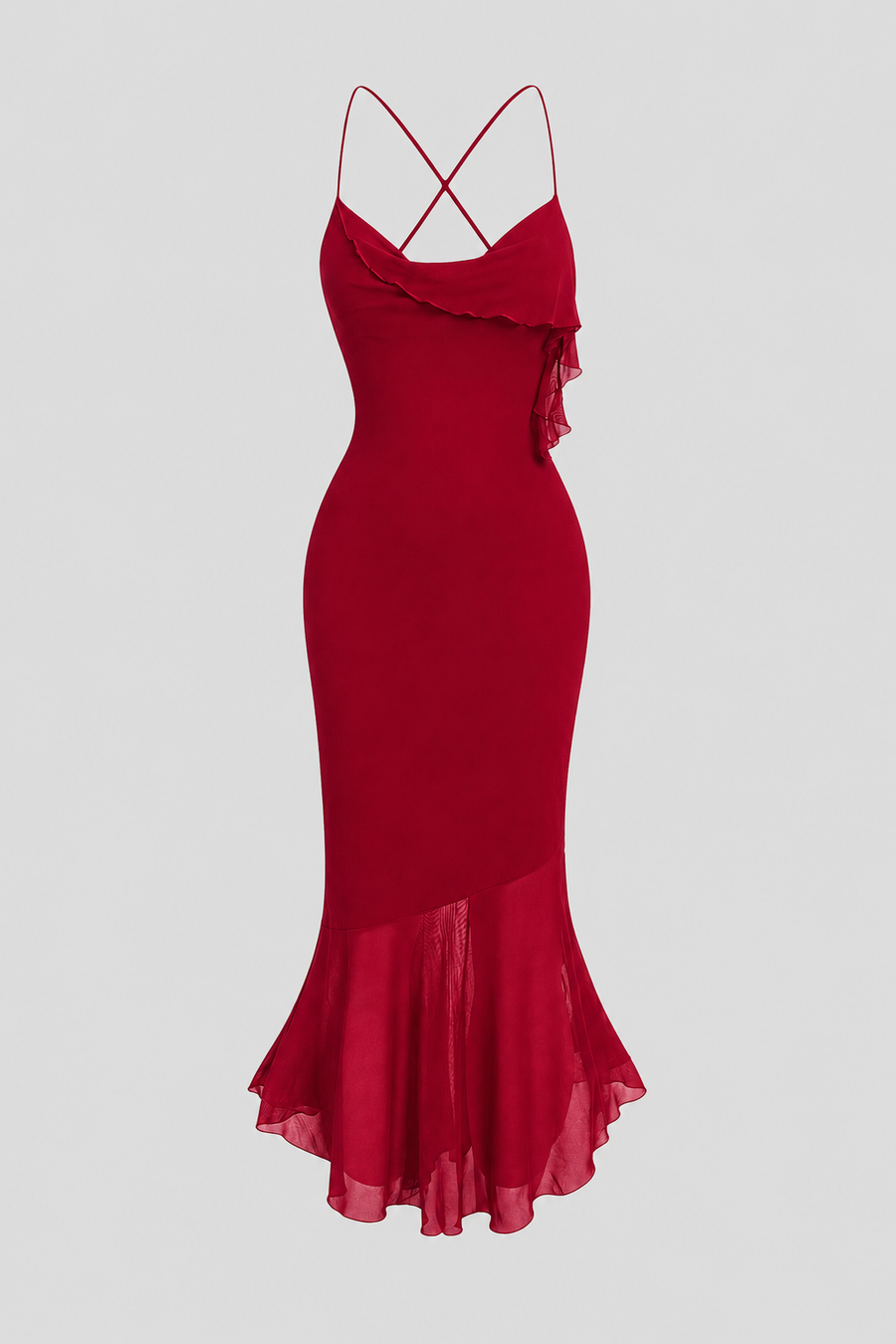 Women's Sleeveless Midi Dress with Asymmetric Hem