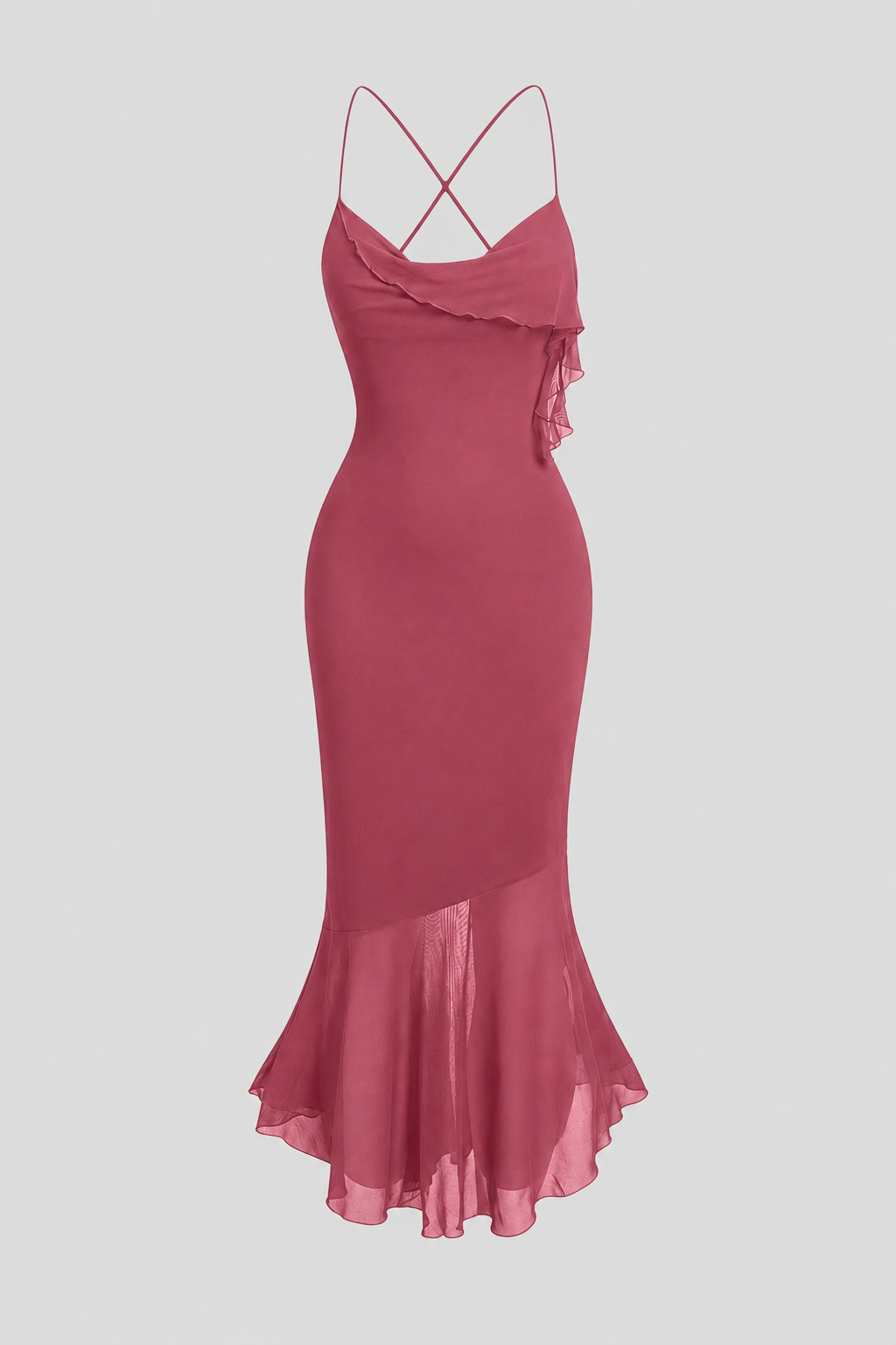 Women's Sleeveless Midi Dress with Asymmetric Hem