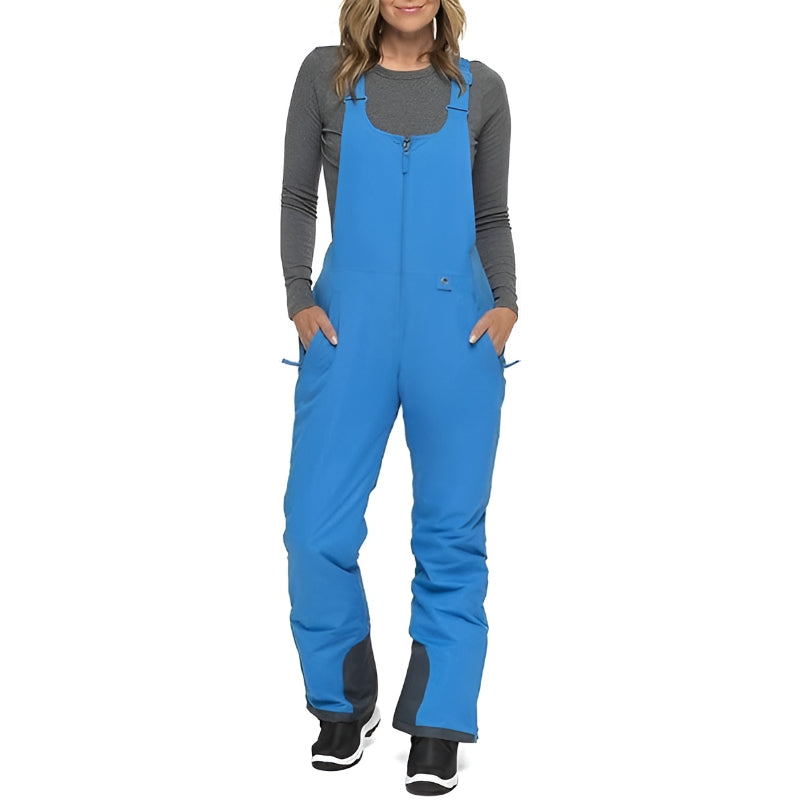 Women's Insulated Waterproof Snow Bib Overalls with Boot Gaiters and Adjustable Straps