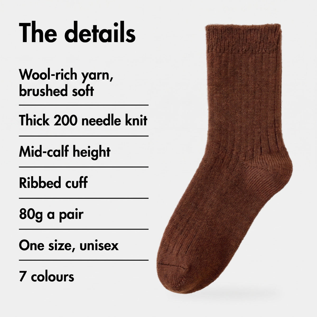 Men's Thick Wool Mid Calf Boot Socks with Ribbed Cuff