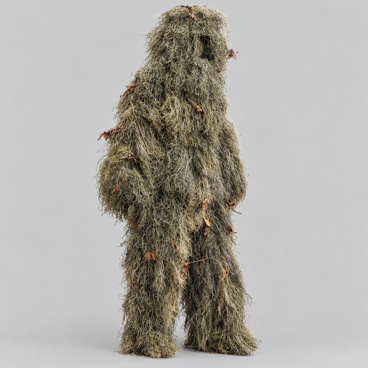 Men's Full Body Ghillie Suit with Woodland Camouflage and Hood