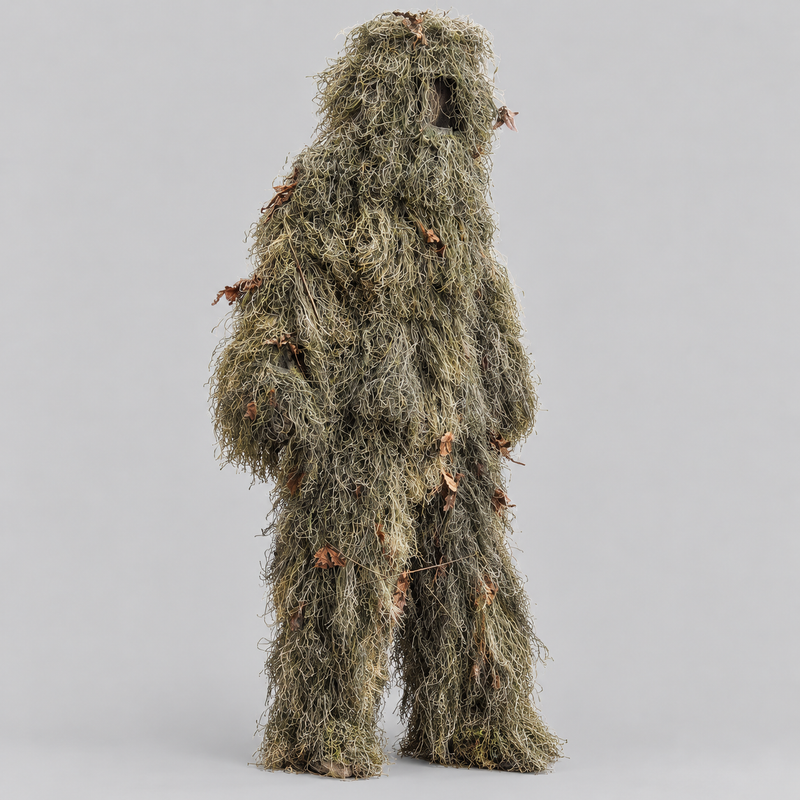 Men's Full Body Ghillie Suit with Woodland Camouflage and Hood